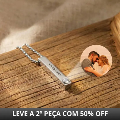 Colar Barra Masculino - Foto + Escrita Personalizável Position 1