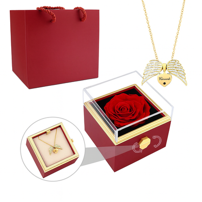 Colar Asas de Anjo Personalizável + Caixa de Flor Rotativa de Brinde Position 2