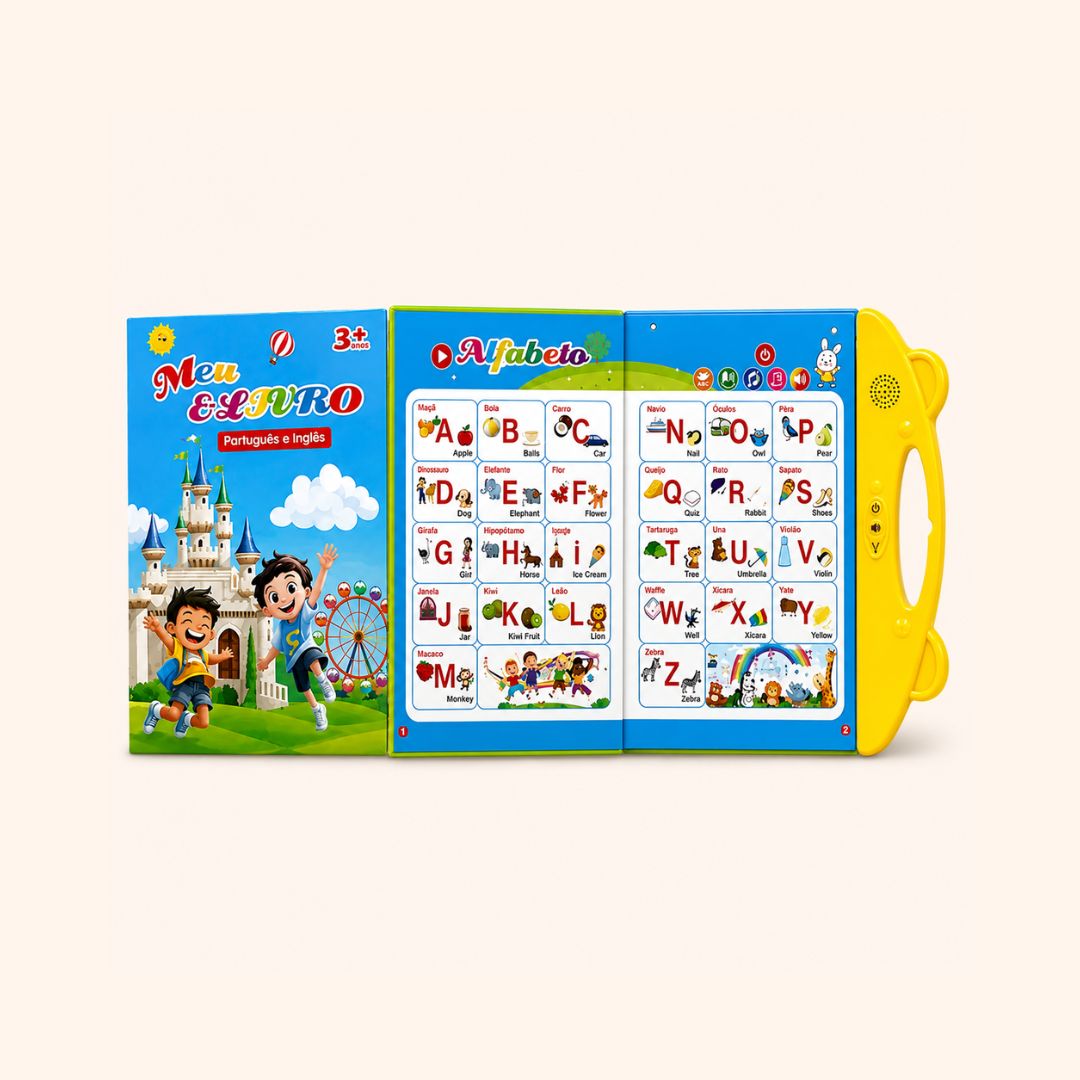 Livro Bilíngue Toque & Som + Lousa Mágica + 36 Canetas