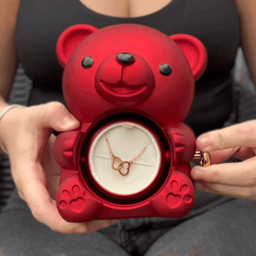 Urso Encanto™ Rosa Real + Colar Personalizado com 2 Corações Position 3