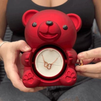 Urso Encanto™ Rosa Real + Colar Personalizado com 2 Corações Position 3