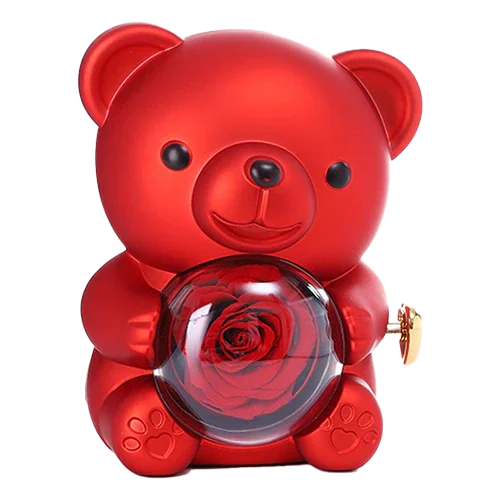 Urso Encanto™ Rosa Real + Colar Personalizado com 2 Corações Position 2