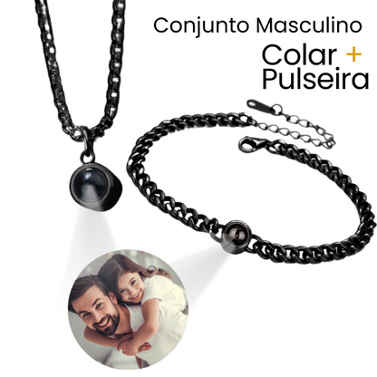 Conjunto Colar + Pulseira Masculina - Foto Personalizável Position 1