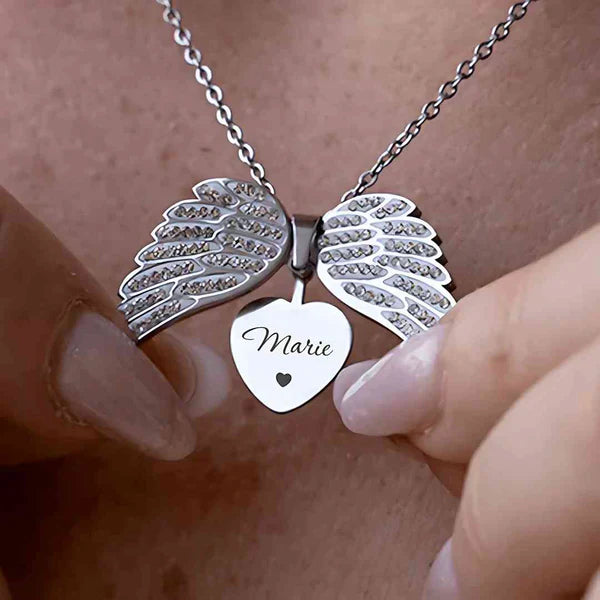 Colar Asas de Anjo Personalizável + Caixa de Flor Rotativa de Brinde Position 3