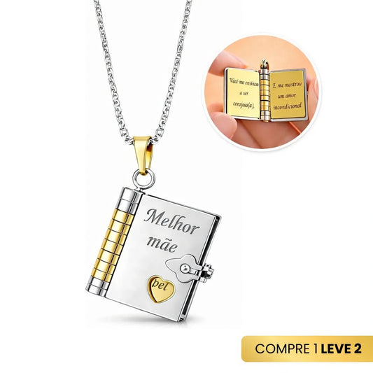 Colar com pingente de livro "Melhor Mãe" [COMPRE 1 E LEVE 2]