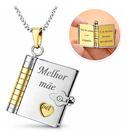 Colar com pingente de livro "Melhor Mãe" [COMPRE 1 E LEVE 2]