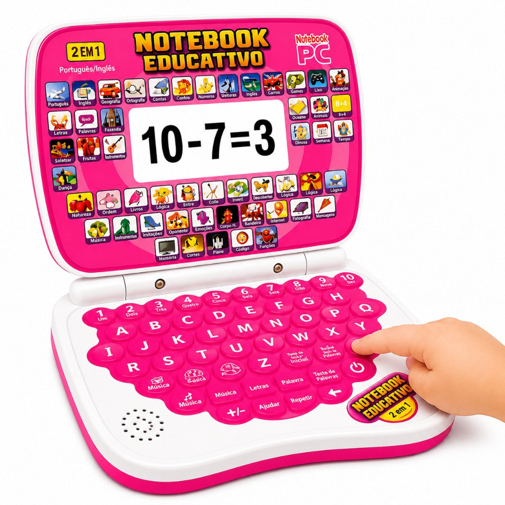 Notebook Educativo Infantil Bilíngue Português Inglês 2 em 1