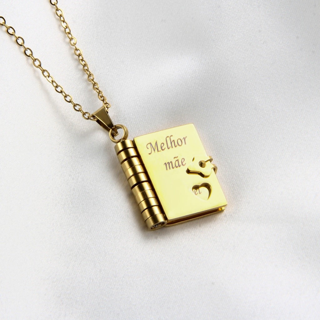 Colar com pingente de livro "Melhor Mãe" [COMPRE 1 E LEVE 2]