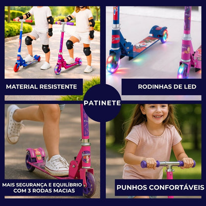 Patinete GlowRide – 3 Rodinhas com LED