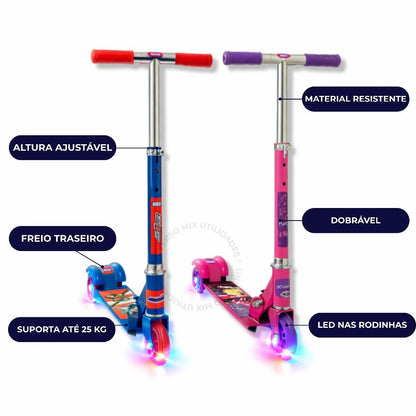 Patinete GlowRide – 3 Rodinhas com LED